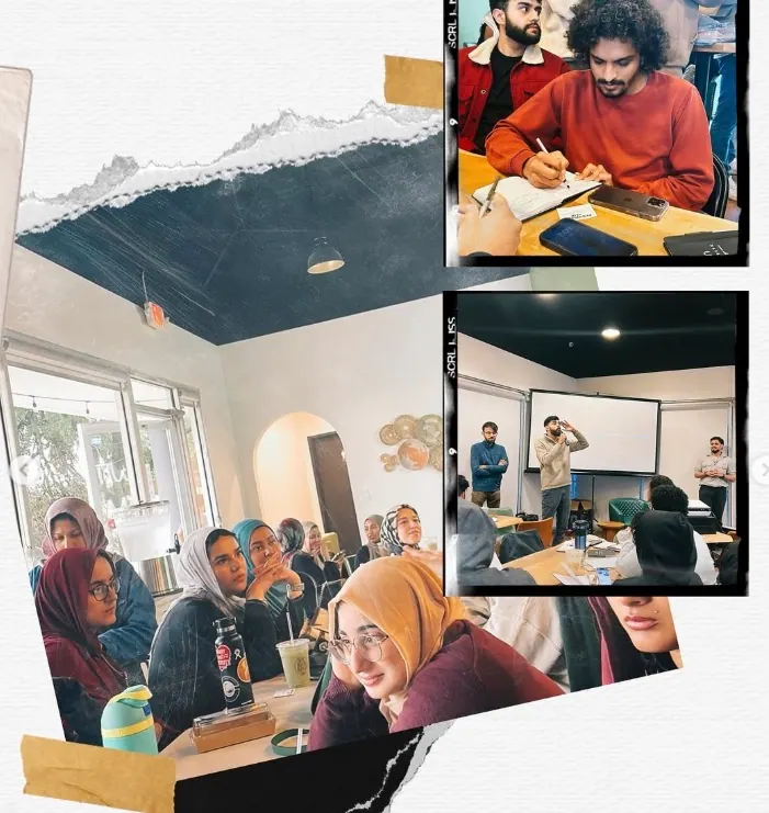 Nuun room and writing collage with attendees and presenters