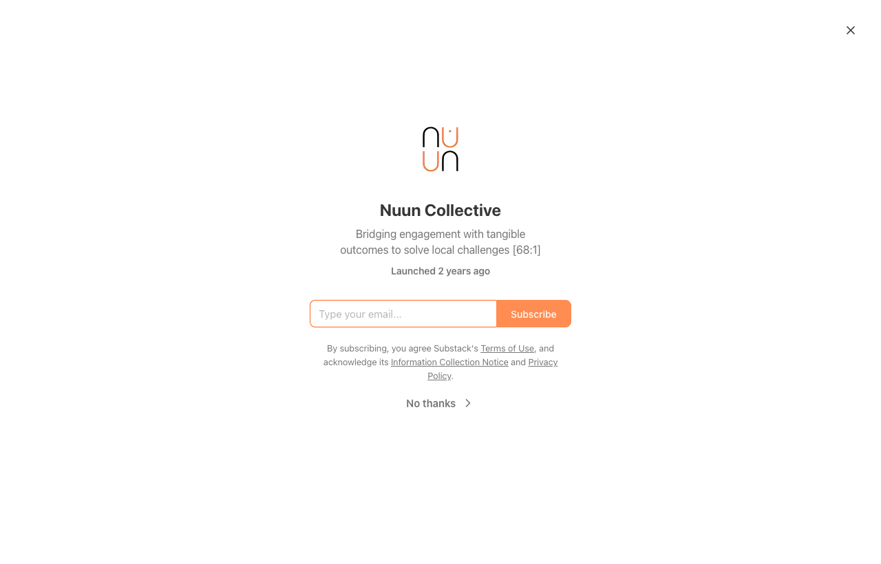 Screenshot of the Nuun Substack archive