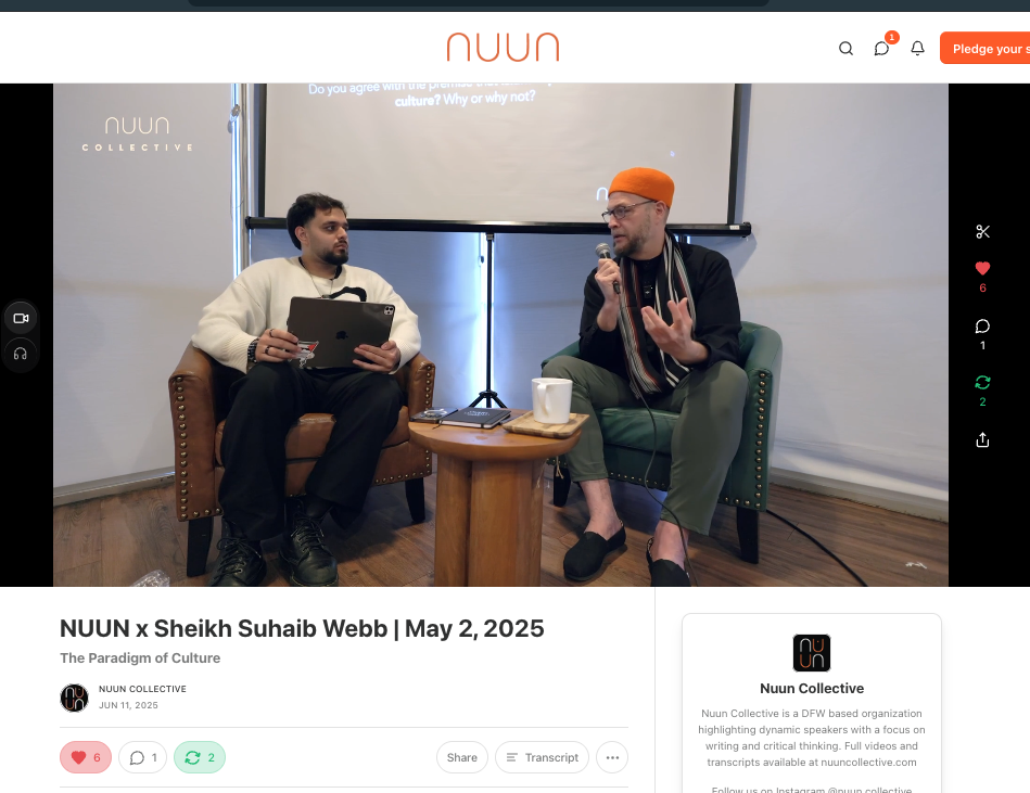 Screenshot of the NUUN x Sheikh Suhaib Webb transcript