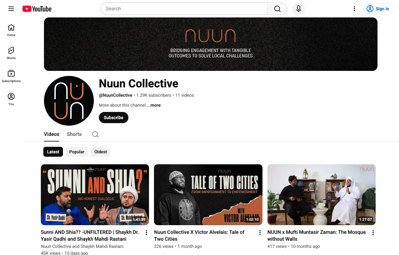 Screenshot of the Nuun YouTube channel
